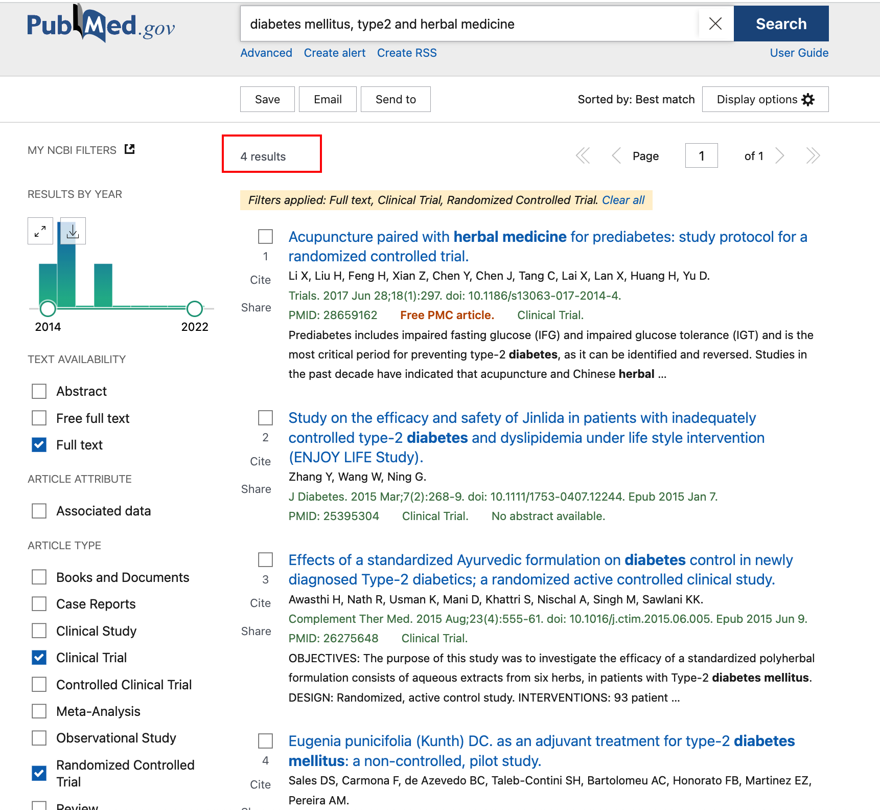 Filtered PubMed search results