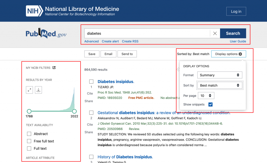 PubMed search results